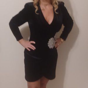 Marciano Black Velvet Evening Dress Size Medium